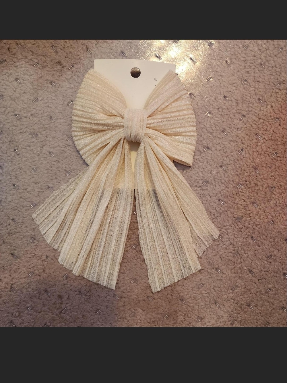 a new day Cream Pleated Ribbon Bow Hair Clip